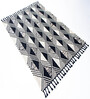 Black Geometrical Wool And Polyester And Cotton 8X6 Feet Hand Woven Carpet