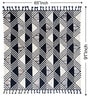 Black Geometrical Wool And Polyester And Cotton 8X6 Feet Hand Woven Carpet