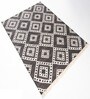 Black Geometrical Wool And Silk And Cotton 8X5 Feet Hand Woven Carpet