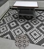 Black Geometrical Wool And Silk And Cotton 8X5 Feet Hand Woven Carpet