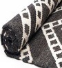 Black Geometrical Wool And Silk And Cotton 8X5 Feet Hand Woven Carpet