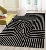 Black Geometrical Wool 4 ft x 6 ft Hand Tufted Carpet
