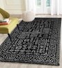 Black Geometrical Wool 4 ft x 6 ft Hand Tufted Carpet