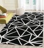 Black Geometrical Wool 4 ft x 6 ft Hand Tufted Carpet