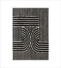 Black Geometrical Wool 4 ft x 6 ft Hand Tufted Carpet