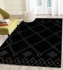 Black Geometrical Wool 5 ft x 7 ft Hand Tufted Carpet