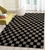Black Geometrical Wool 5 ft x 7 ft Hand Tufted Carpet