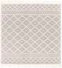 Off White Geometrical Wool 8 ft x 10 ft Hand Woven Carpet