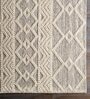 Off White Geometrical Wool 8 ft x 10 ft Hand Woven Carpet