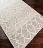 Off White Geometrical Wool 8 ft x 10 ft Hand Woven Carpet