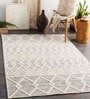 Off White Geometrical Wool 8 ft x 10 ft Hand Woven Carpet