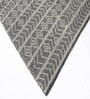 Black Geometrical Wool 8X5 Feet Hand Woven Carpet
