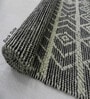 Black Geometrical Wool 8X5 Feet Hand Woven Carpet
