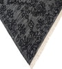 Black Geometrical Wool 8X5 Feet Hand Woven Carpet