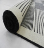 Black Geometrical Wool 8X5 Feet Hand Woven Carpet