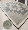 Black Geometrical Wool 8X5 Feet Hand Woven Carpet