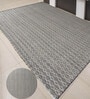 Black Geometrical Wool Andpet And Cotton 7X5 Feet Hand Woven Carpet