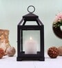 Black Glass Iron Lantern Candle Holder