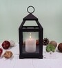 Black Glass Iron Lantern Candle Holder