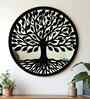 Black Glass Round Acrylic Wall Art Cum Mirror
