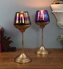 Black Glass Stand Tealight Holder Set of 2