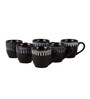 Black Glossy Texture 180ml Ceramic (Set of 6) Tea Cups