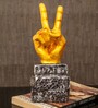 Black Gold-Coloured Hand Victory Sign Polyresin Figurine