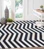 Black Hair On Leather Chevron Hand Woven 5ftX7ft Carpet