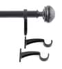 Black Hammered Mushroom Iron Expandable 1 Curtain Rod with Accessories ( 36 to 66 Inches)