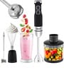 Black Hand Blender Set with Frother & Whisk