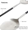 Black Handled Matt Finish Stainless Steel Serving Spoons Set of Two
