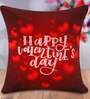 Black Happy Valentine Day Red Hearts Polyester Decorative Cushion