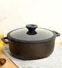 Pre Seasoned- Dutch 2.8 Ltrs Non- Stick Maroon & Black Cast Iron Cooking Pot with Lid