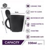 Black Heart Shape Coffee Mug Set of 1 (330 ML Each) Microwave Safe Coffee Mug