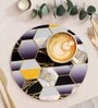 Black Hexagon  Multicolor (9" Dia) MDF Wood 1Pc Trivets