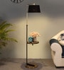 Midwest Black Cloth Shade Shelf Floor Lamp With Iron Base