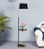 Midwest Black Cloth Shade Shelf Floor Lamp With Iron Base