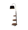 Unica Black Cloth Shade Shelf Floor Lamp With Wood & Iron Base