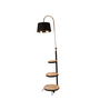 Unica Black Cloth Shade Shelf Floor Lamp With Wood & Iron Base