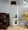 Crisanto Black Metal and Fabric Shade Shelf Floor Lamp With Iron Base