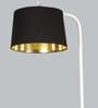 Crisanto Black Metal and Fabric Shade Shelf Floor Lamp With Iron Base