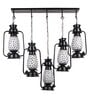 Black Iron and Glass Cluster Hanging Light