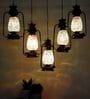 Black Iron and Glass Cluster Hanging Light