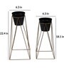 Big Pot Shape Black Planter with Wide Stand Set of 2