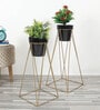 Big Pot Shape Black Planter with Wide Stand Set of 2