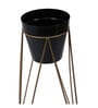 Big Pot Shape Black Planter with Wide Stand Set of 2
