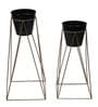 Big Pot Shape Black Planter with Wide Stand Set of 2