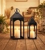 Black Iron Hanging Lanterns Set Of 2