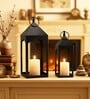 Black Iron Hanging Lanterns Set Of 2