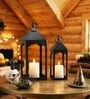 Black Iron Hanging Lanterns Set Of 2